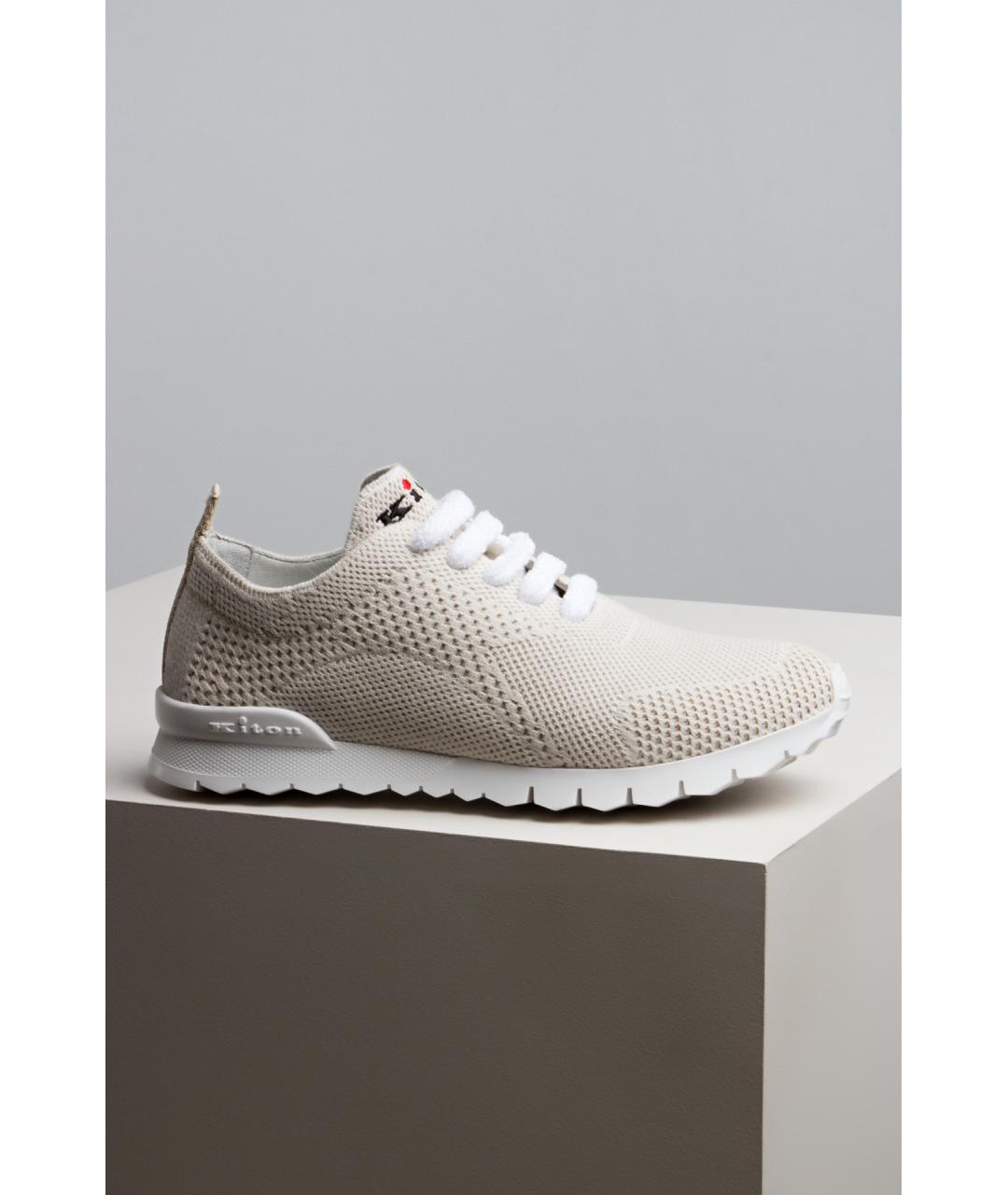 KITON Бежевые текстильные кроссовки, фото 3