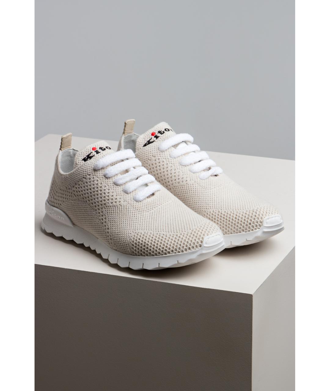 KITON Бежевые текстильные кроссовки, фото 4
