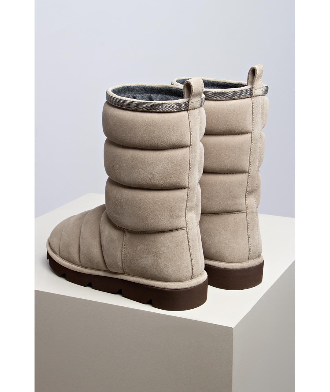 BRUNELLO CUCINELLI Серые кожаные сапоги, фото 3