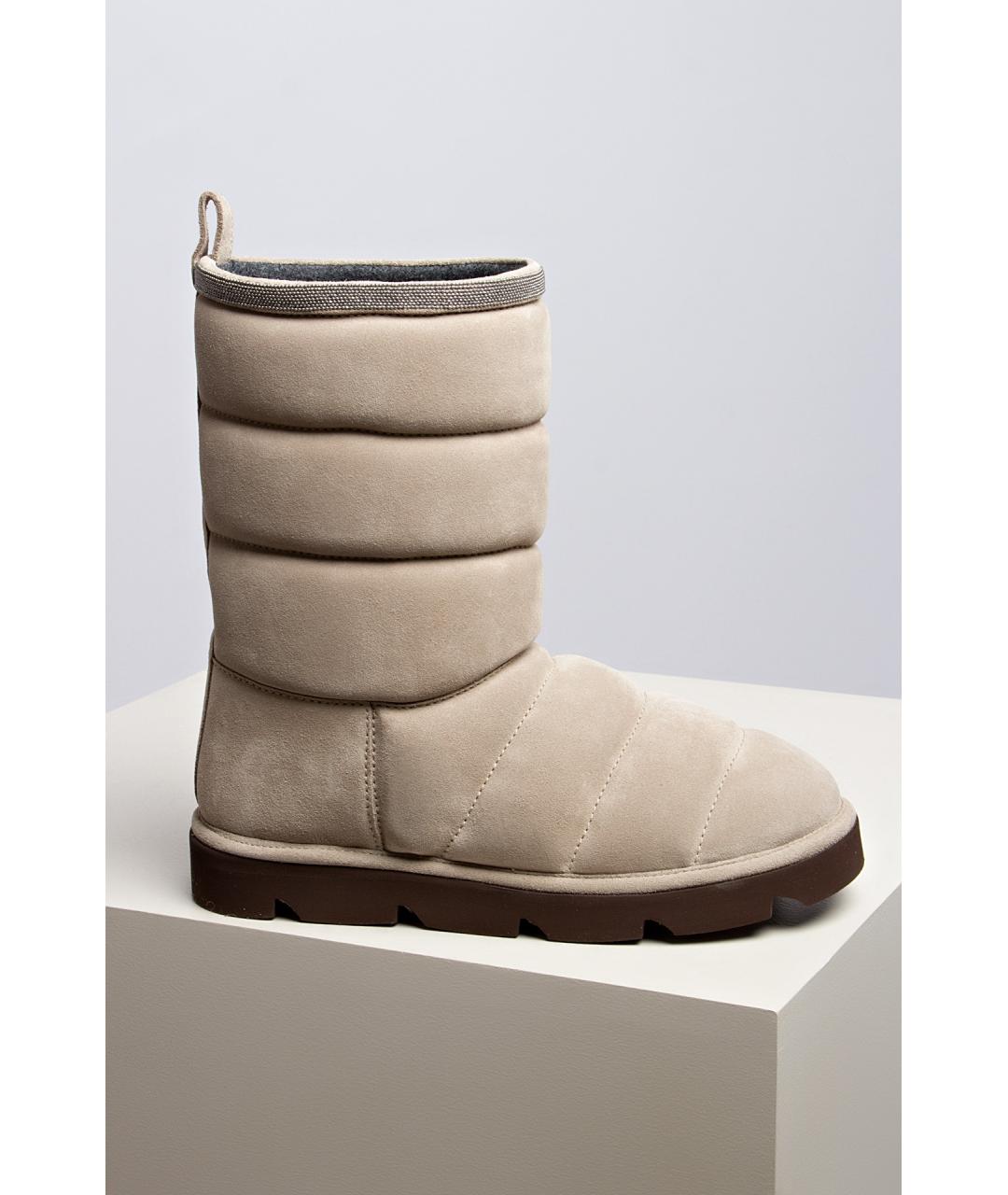 BRUNELLO CUCINELLI Серые кожаные сапоги, фото 4