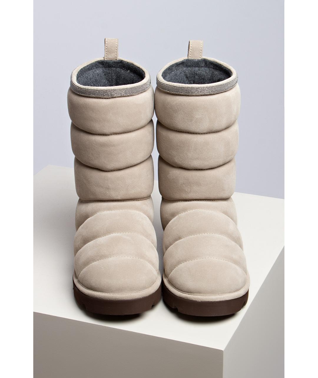 BRUNELLO CUCINELLI Серые кожаные сапоги, фото 2