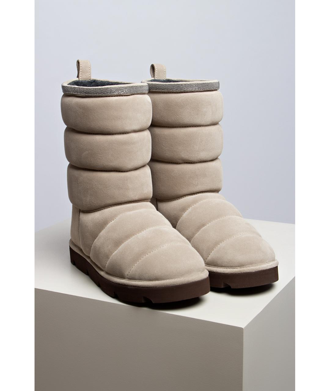 BRUNELLO CUCINELLI Серые кожаные сапоги, фото 5