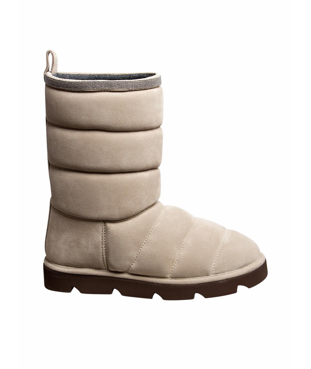 BRUNELLO CUCINELLI Серые кожаные сапоги, фото 1