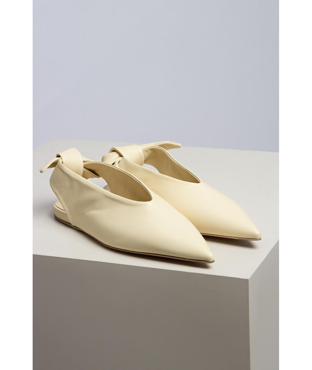 JIL SANDER Желтые кожаные туфли, фото 5