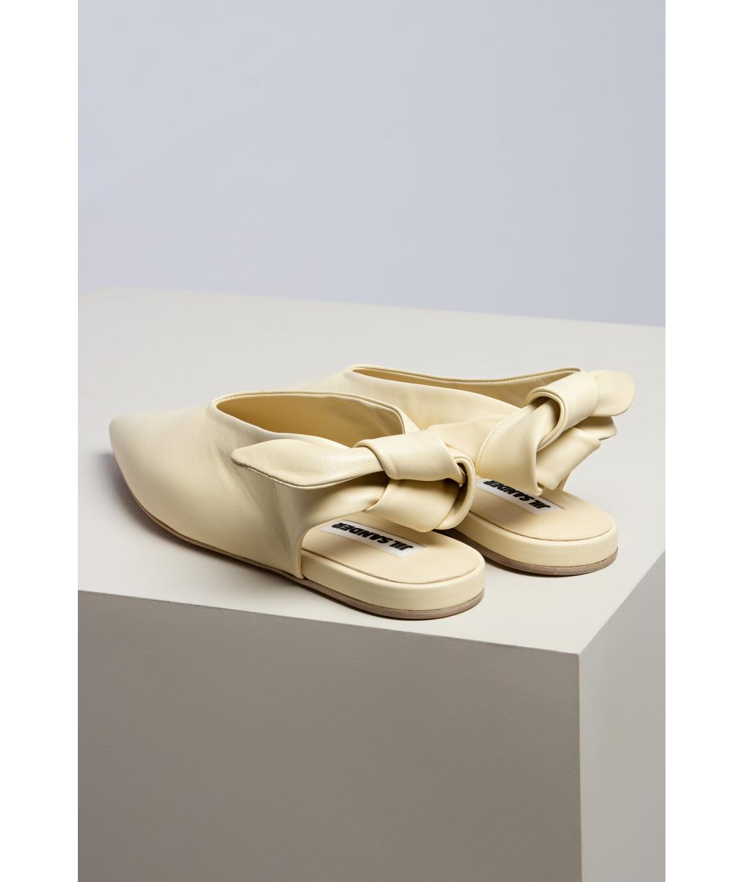 JIL SANDER Желтые кожаные туфли, фото 3