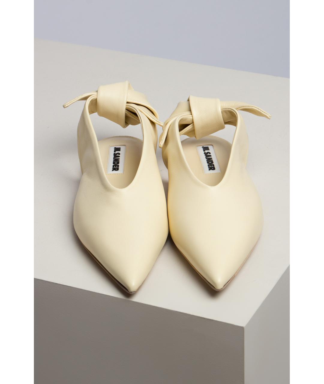 JIL SANDER Желтые кожаные туфли, фото 2