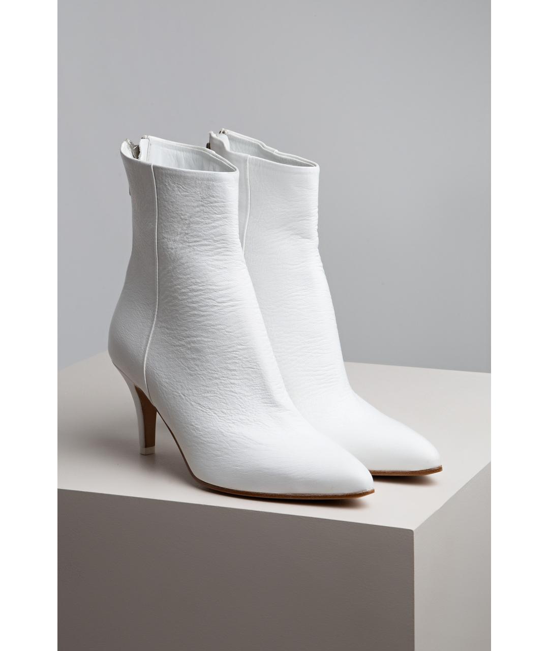 MM6 MAISON MARGIELA Белые кожаные ботильоны, фото 4