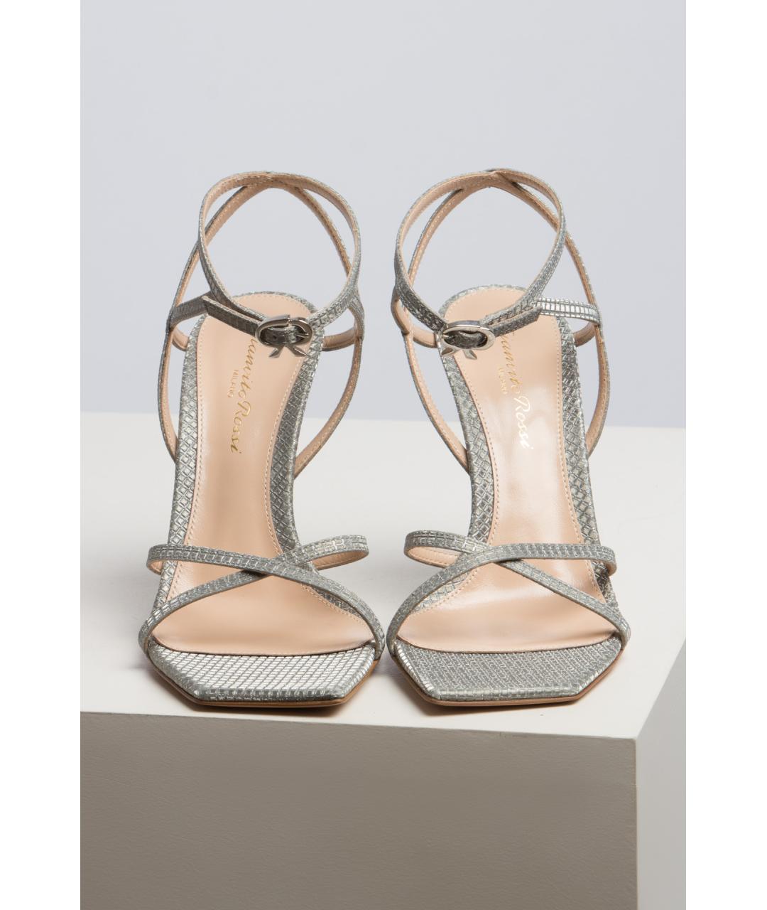 GIANVITO ROSSI Серебряные кожаные босоножки, фото 2
