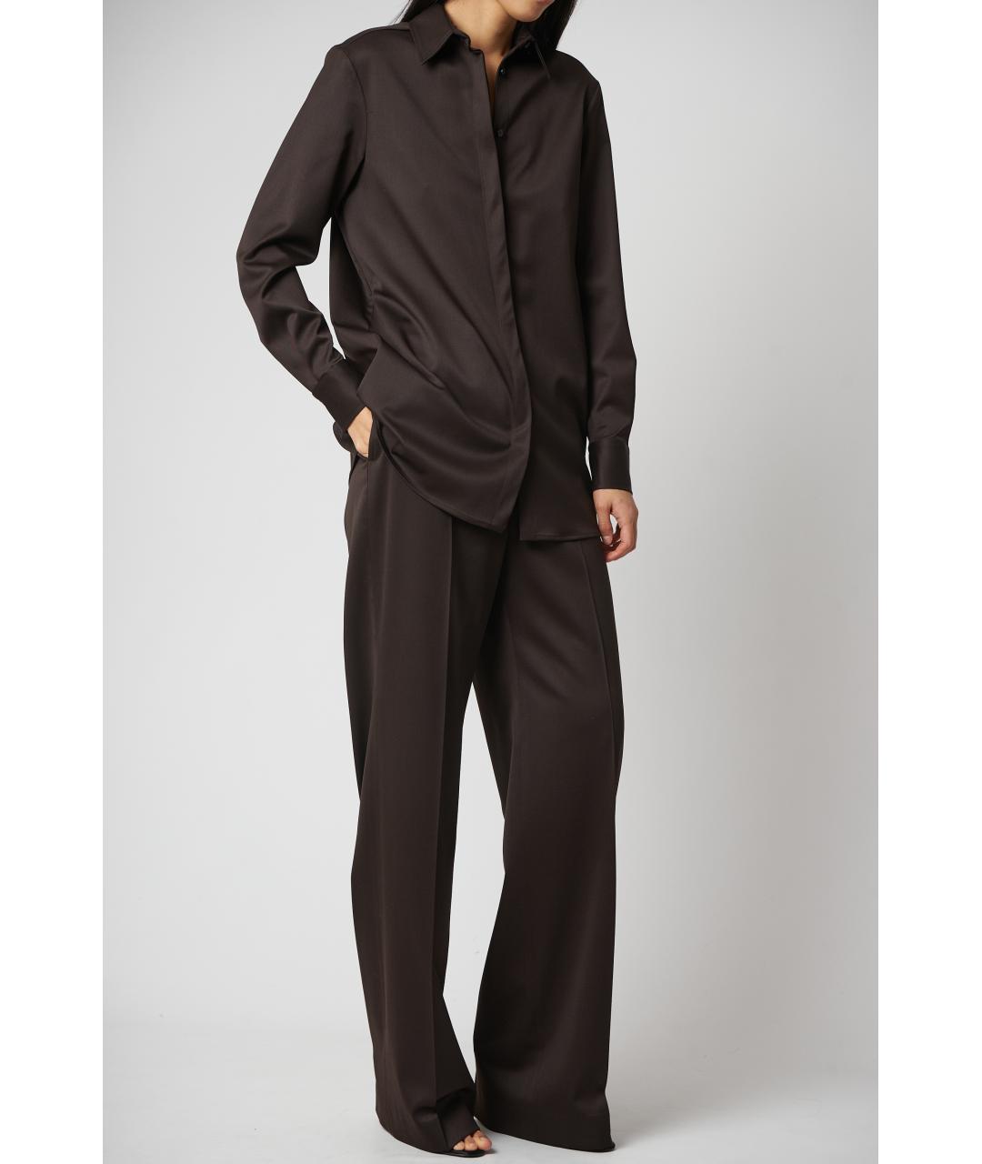 KITON Коричневые шерстяные прямые брюки, фото 2