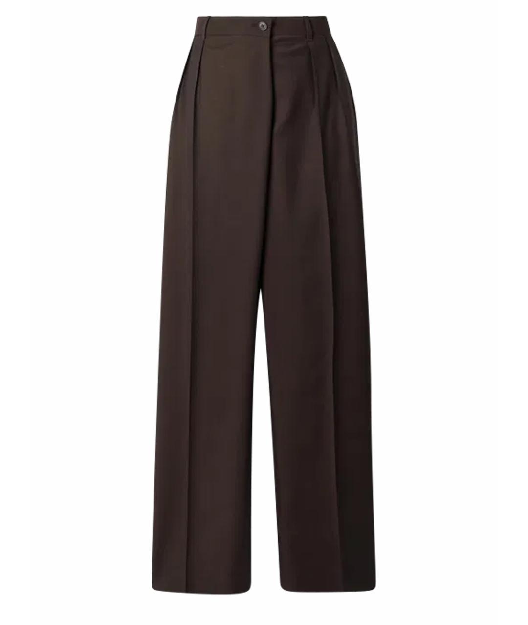 KITON Коричневые шерстяные прямые брюки, фото 1