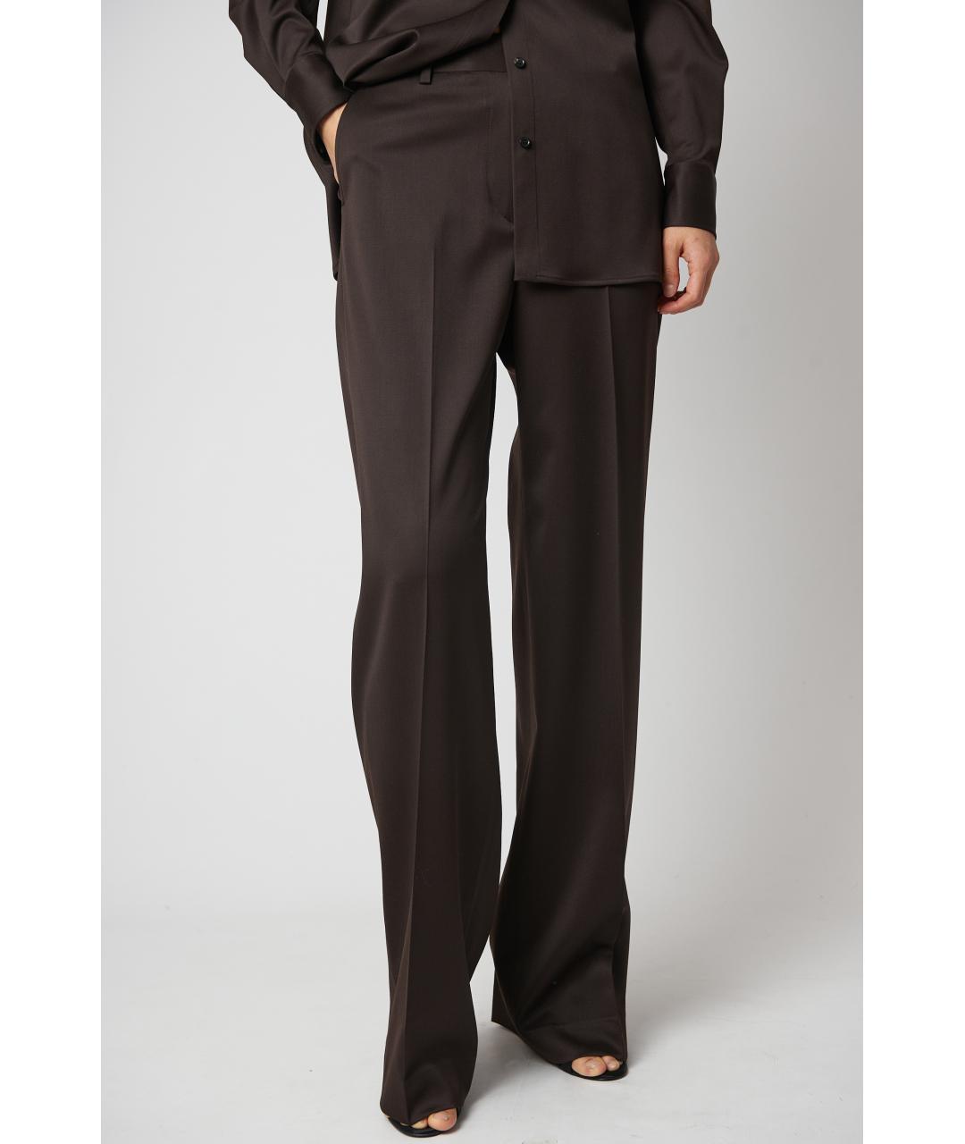 KITON Коричневые шерстяные прямые брюки, фото 7