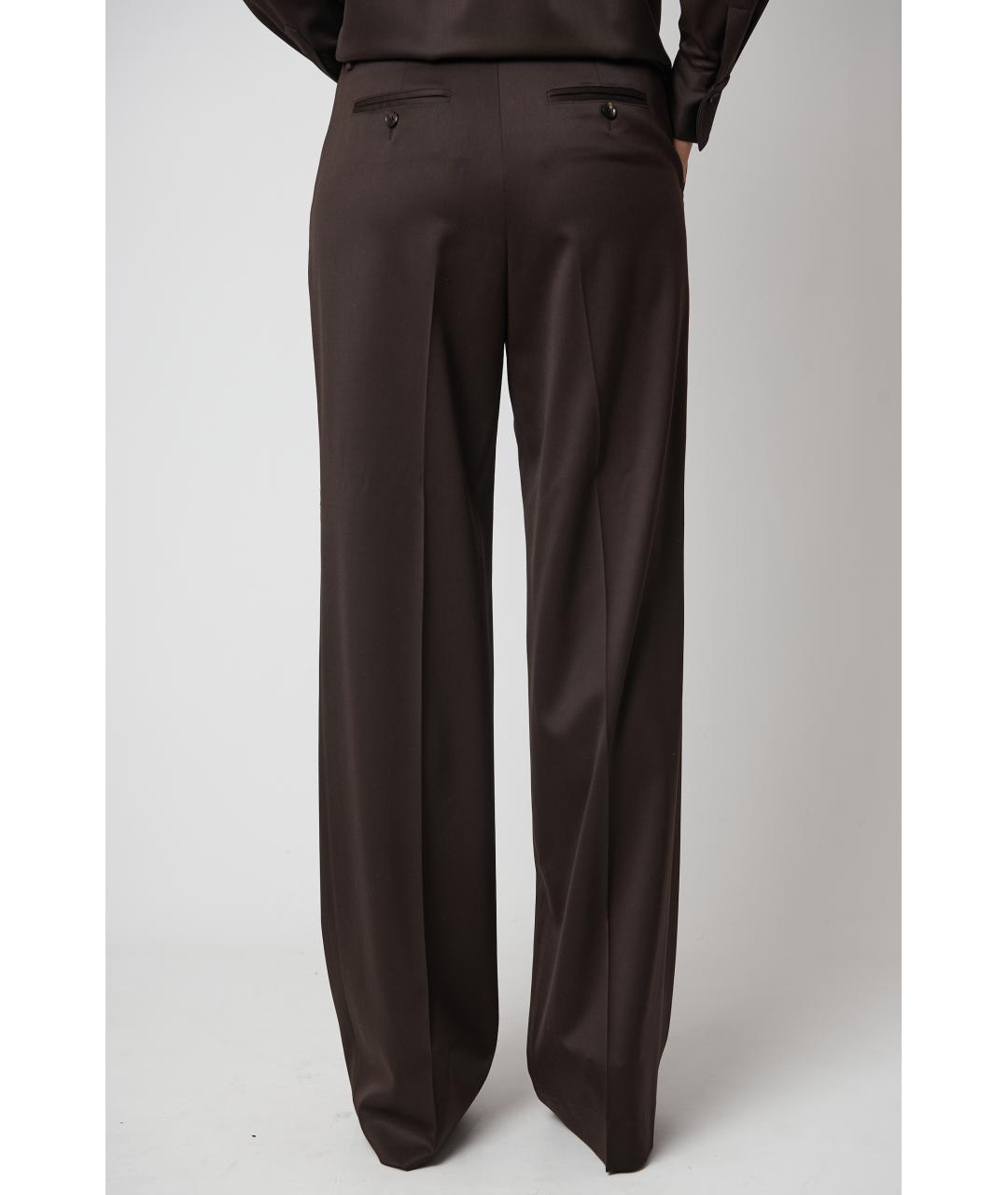 KITON Коричневые шерстяные прямые брюки, фото 5