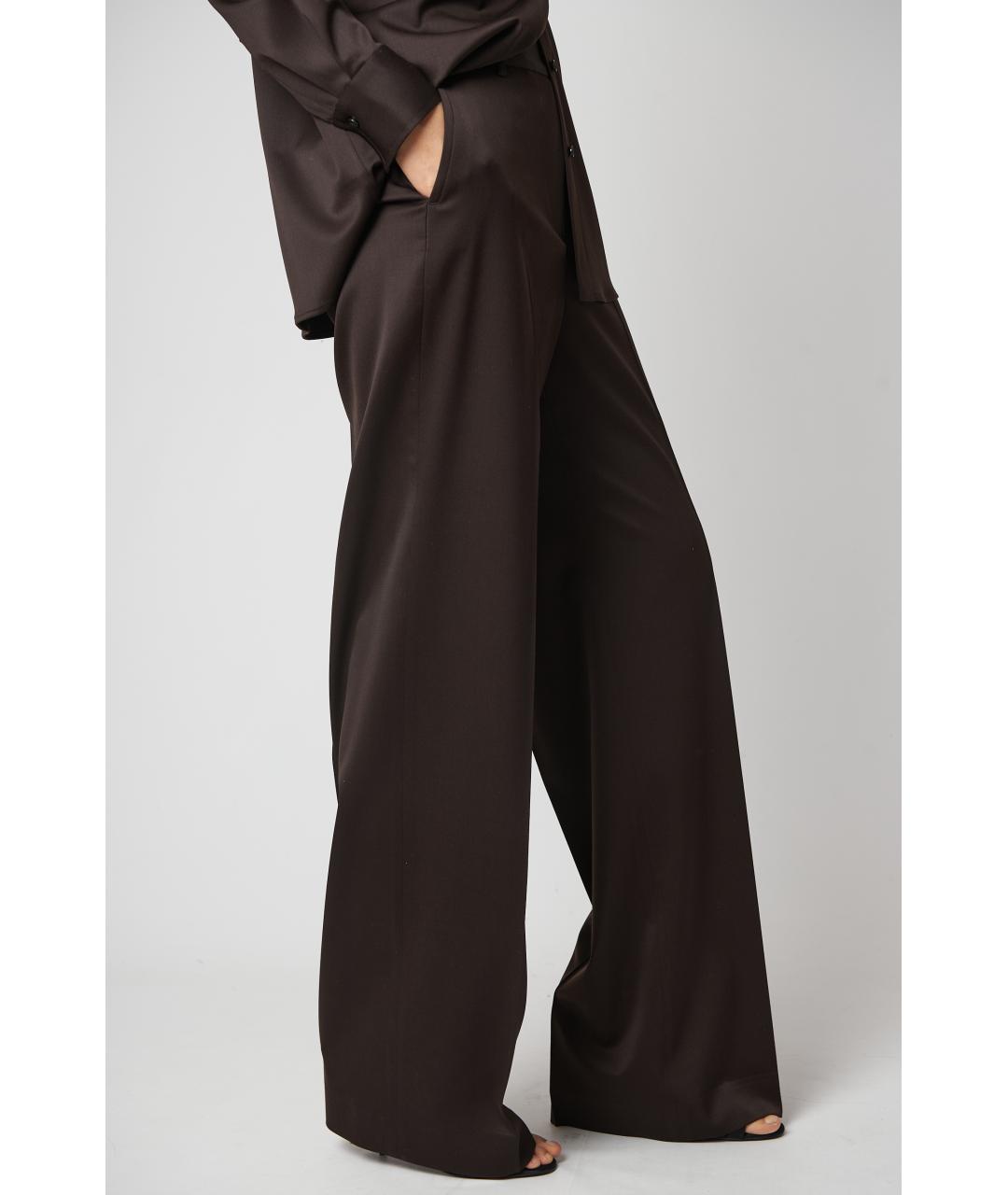 KITON Коричневые шерстяные прямые брюки, фото 4