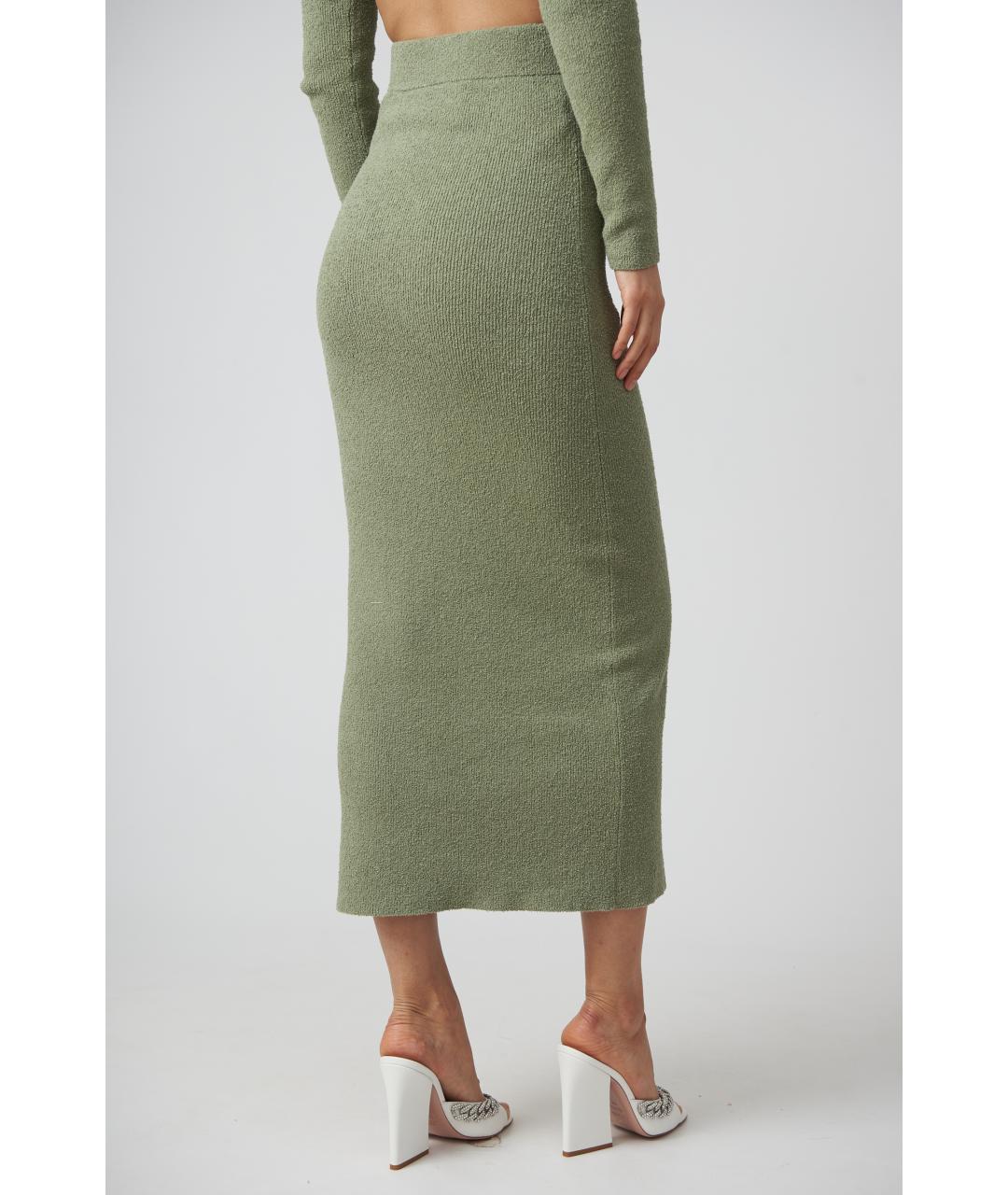 NANUSHKA Хаки хлопковая юбка миди, фото 4