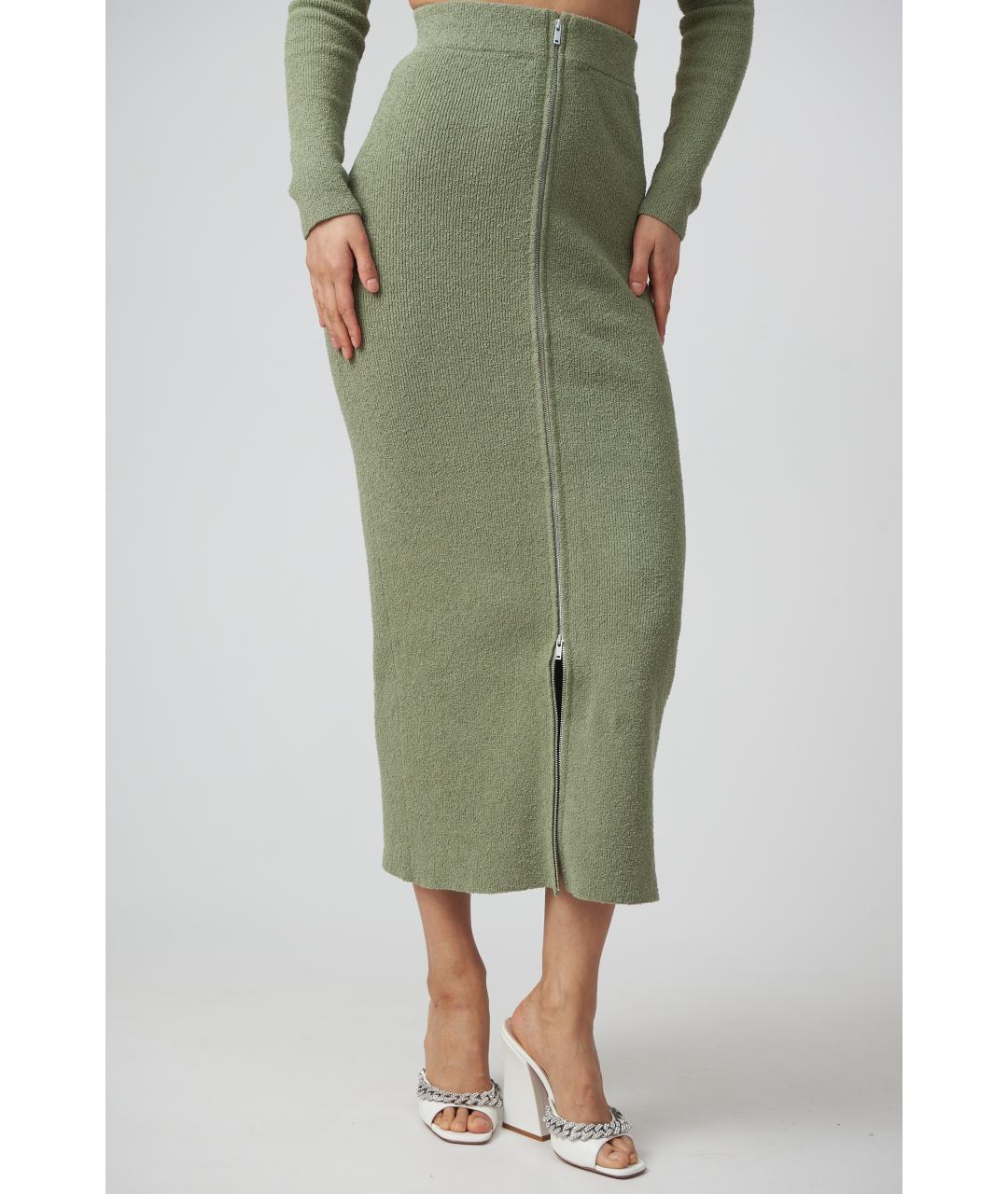 NANUSHKA Хаки хлопковая юбка миди, фото 3