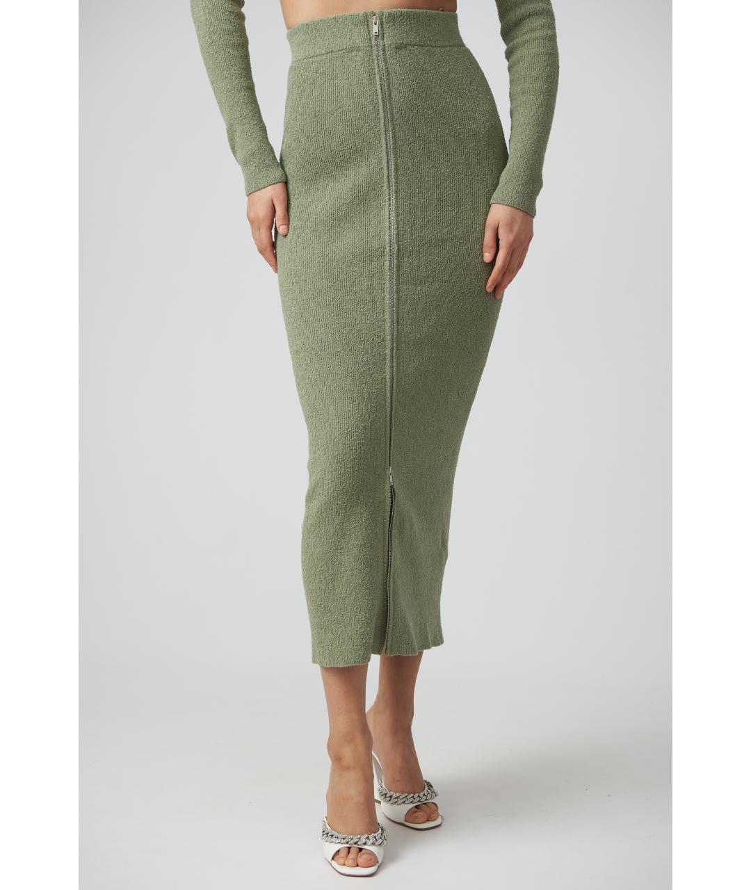 NANUSHKA Хаки хлопковая юбка миди, фото 5