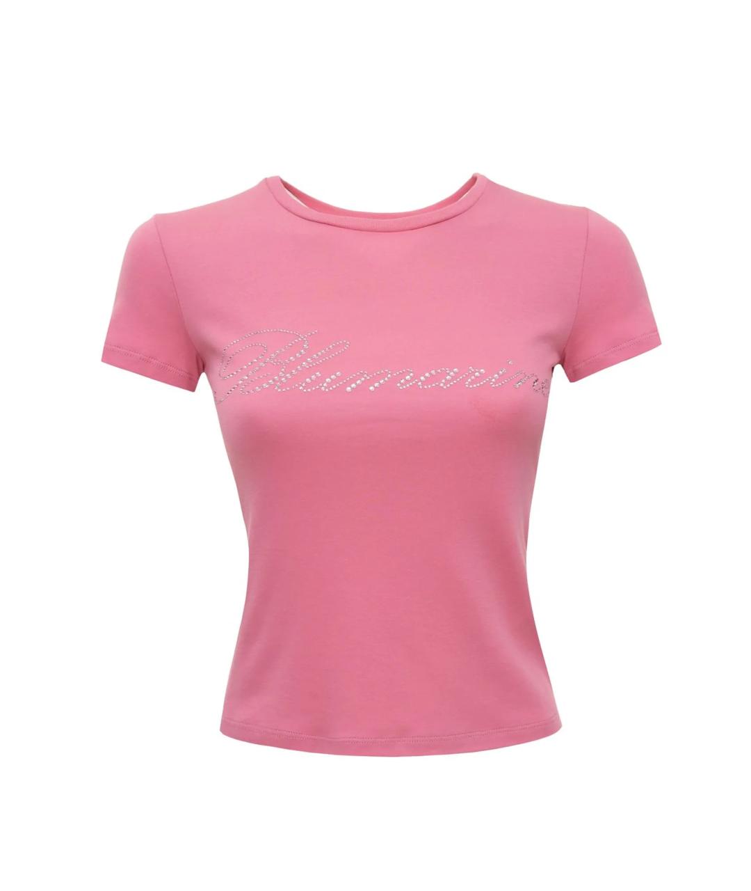 BLUMARINE Розовая хлопковая футболка, фото 1