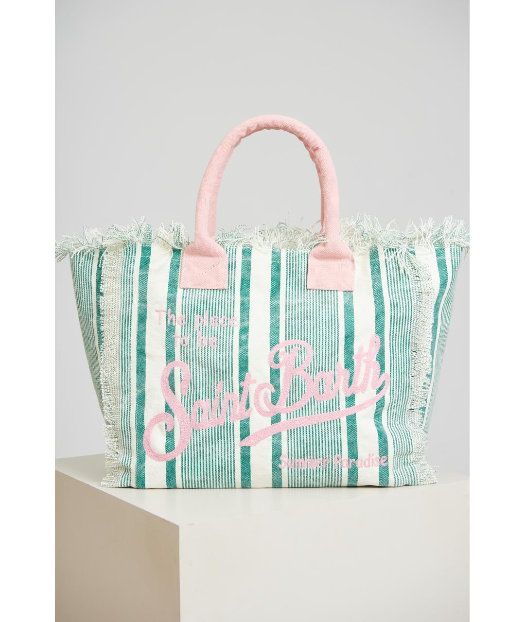 MC2 SAINT BARTH Зеленая тканевая сумка тоут, фото 5