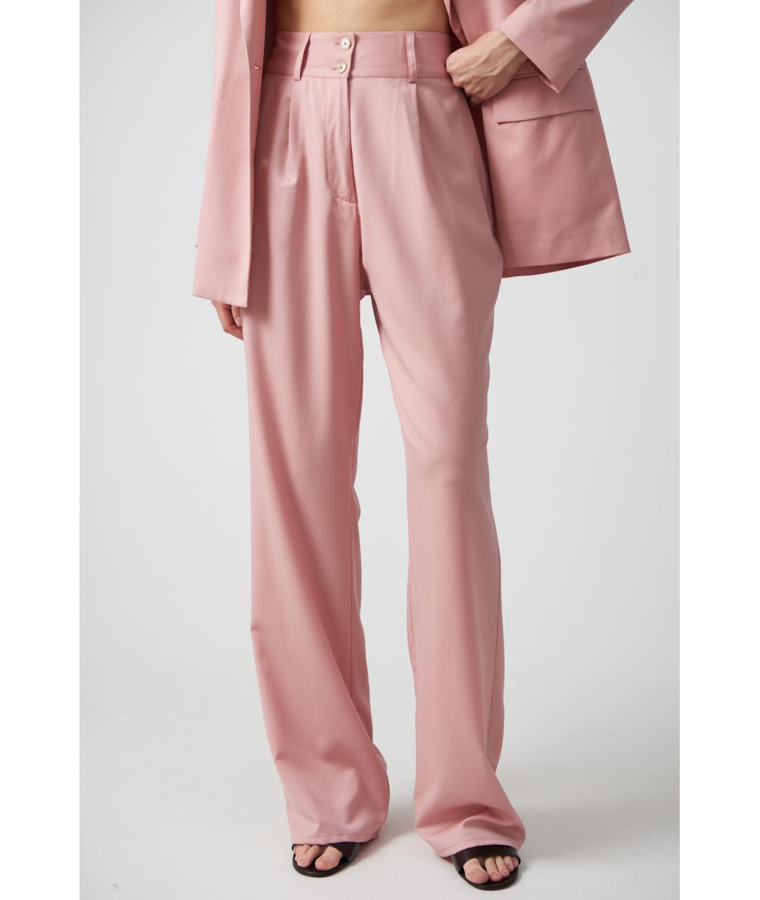 KITON Розовые шерстяные прямые брюки, фото 5