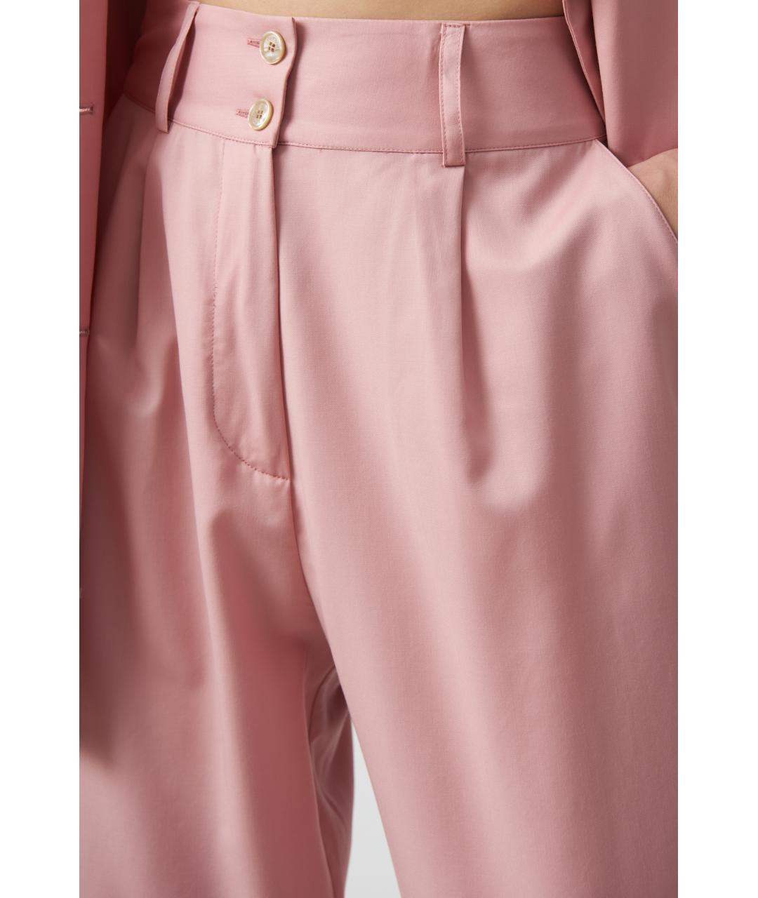 KITON Розовые шерстяные прямые брюки, фото 2