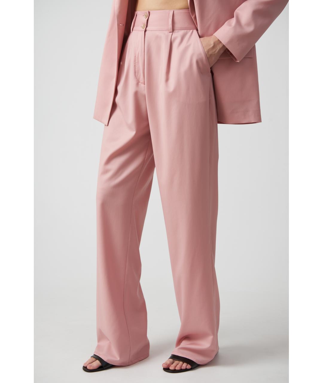 KITON Розовые шерстяные прямые брюки, фото 3