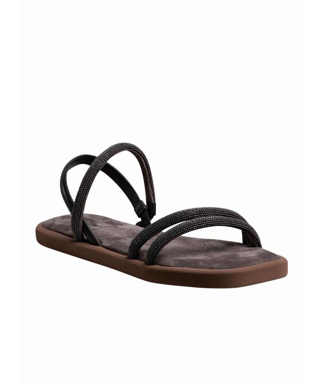 BRUNELLO CUCINELLI Серые кожаные сандалии, фото 1