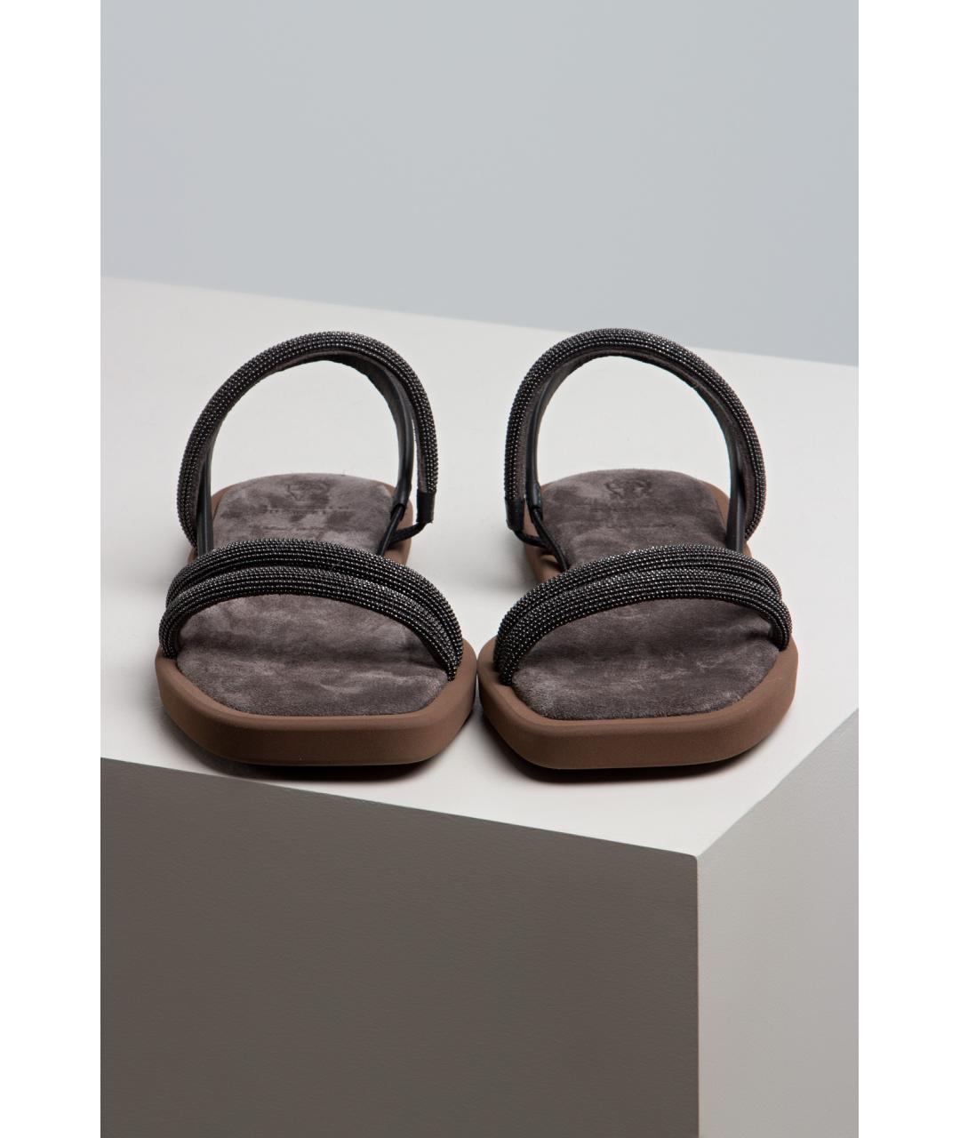 BRUNELLO CUCINELLI Серые кожаные сандалии, фото 2
