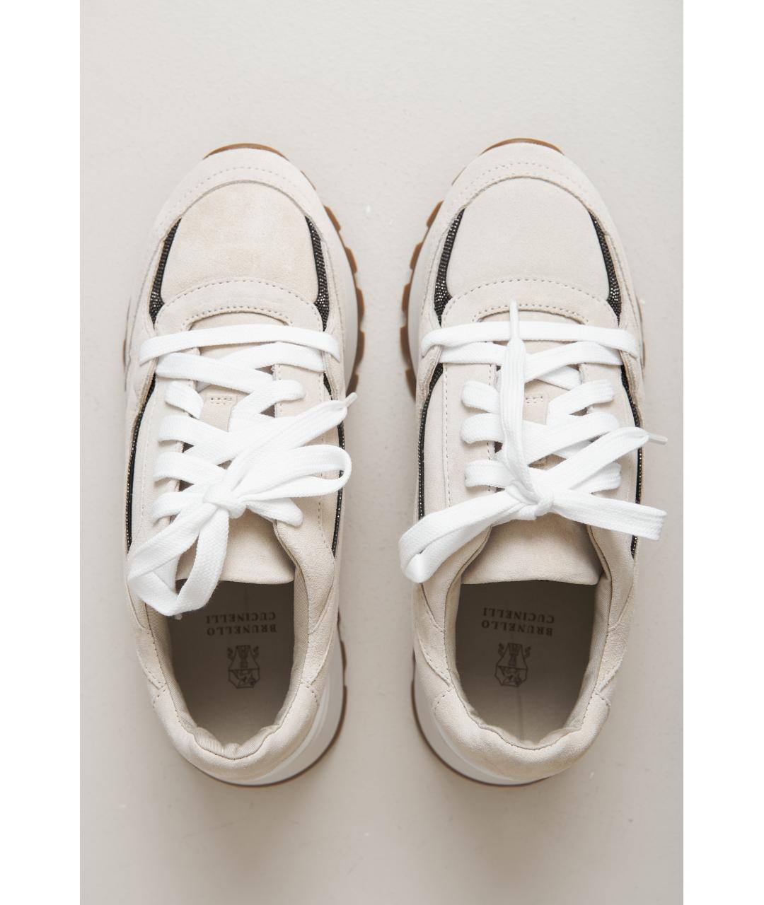 BRUNELLO CUCINELLI Бежевые кожаные кроссовки, фото 5
