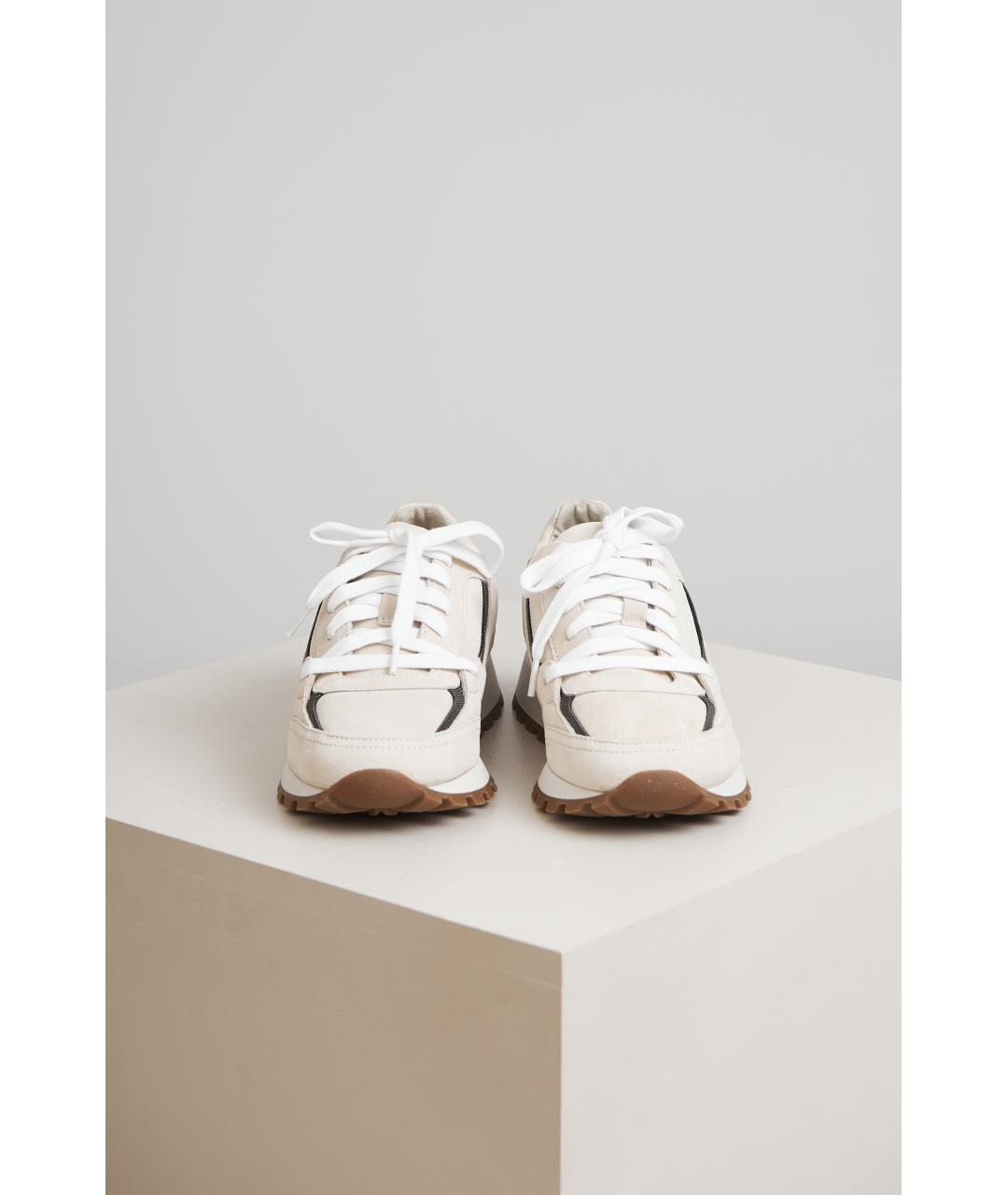 BRUNELLO CUCINELLI Бежевые кожаные кроссовки, фото 4