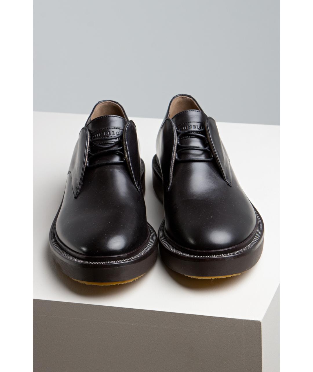 BRUNELLO CUCINELLI Черные кожаные ботинки, фото 3