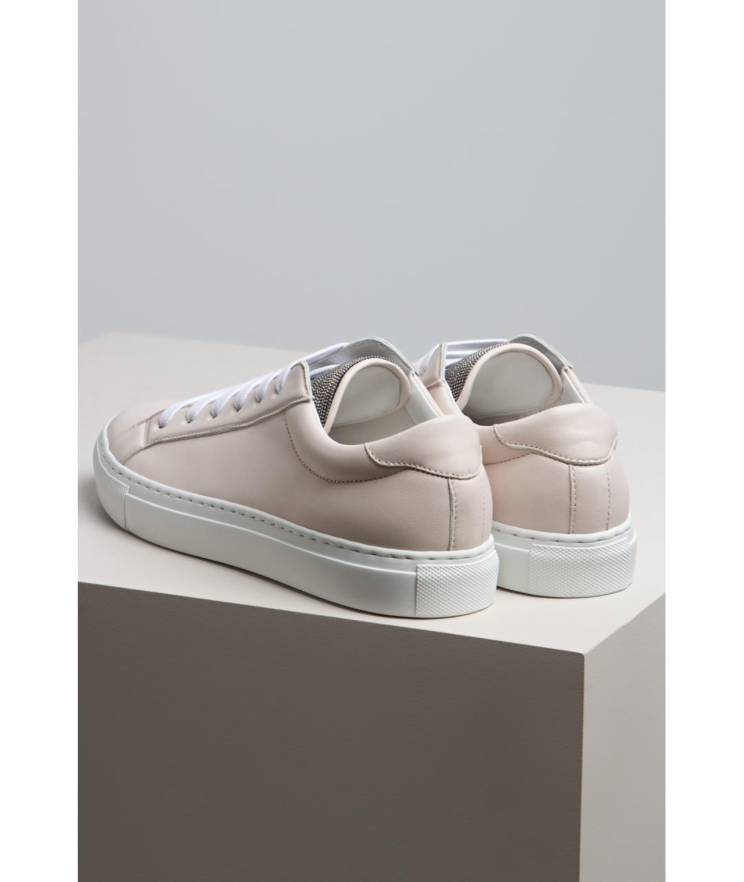 BRUNELLO CUCINELLI Бежевые кожаные кеды, фото 3