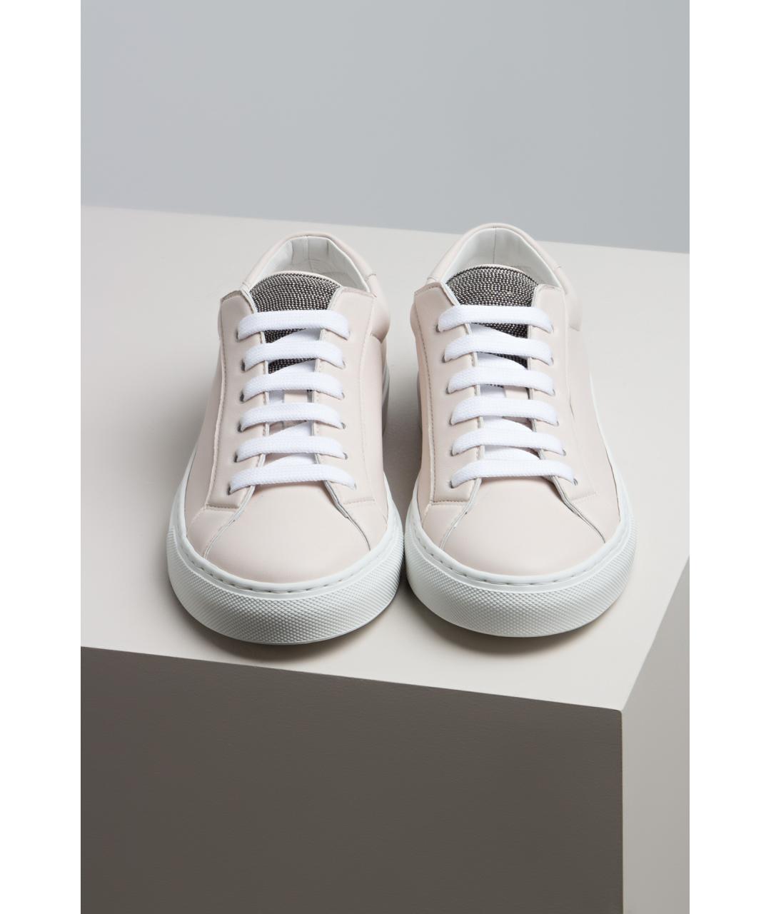 BRUNELLO CUCINELLI Бежевые кожаные кеды, фото 2