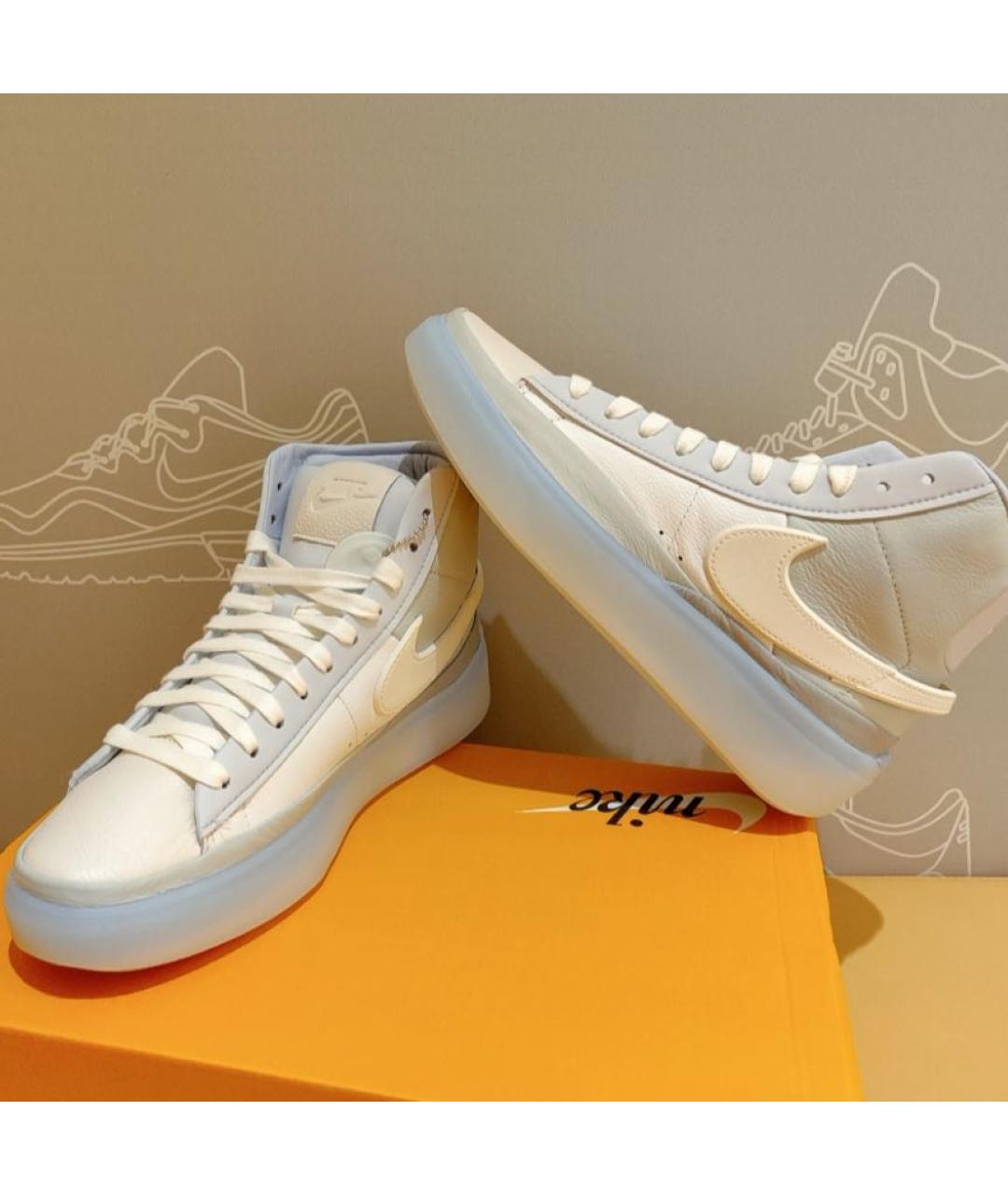 NIKE Серые высокие кроссовки / кеды из искусственной кожи, фото 2