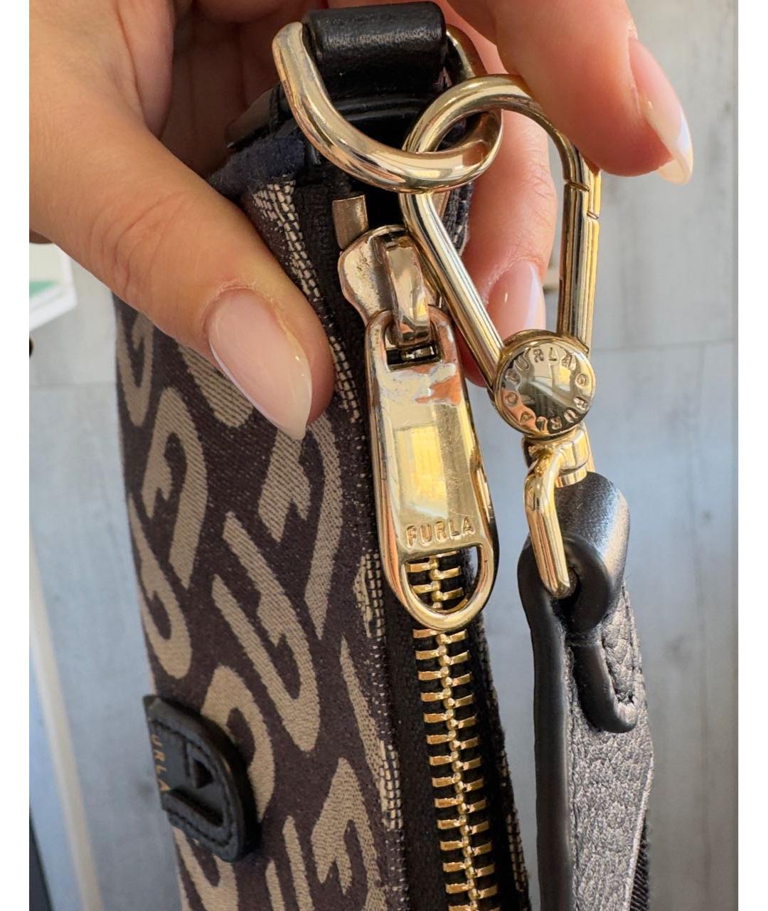 FURLA Черная жаккардовая сумка через плечо, фото 6
