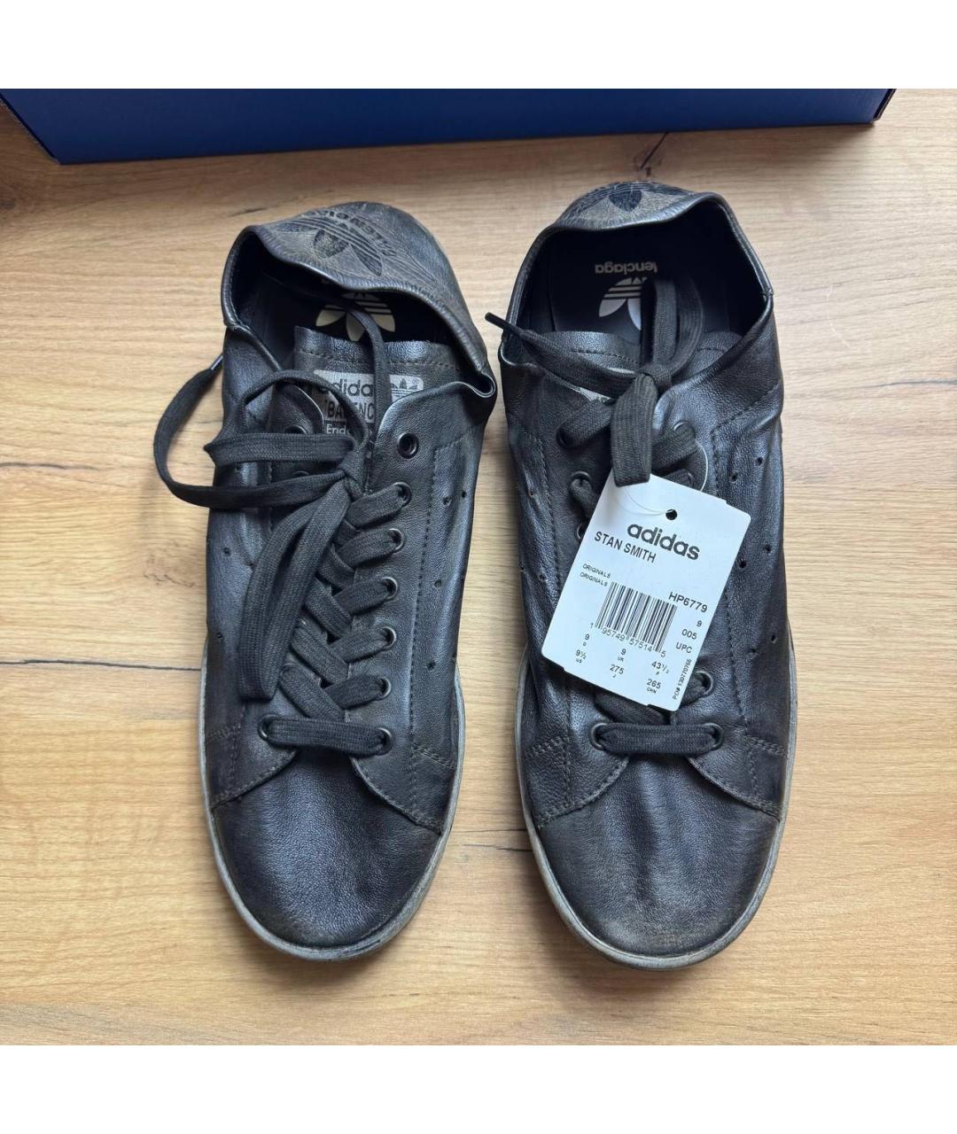 BALENCIAGA Черные кожаные низкие кроссовки / кеды, фото 3