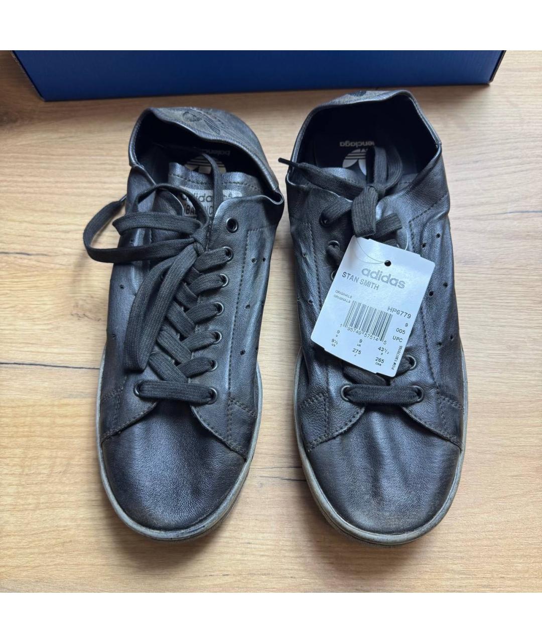 BALENCIAGA Черные кожаные низкие кроссовки / кеды, фото 7