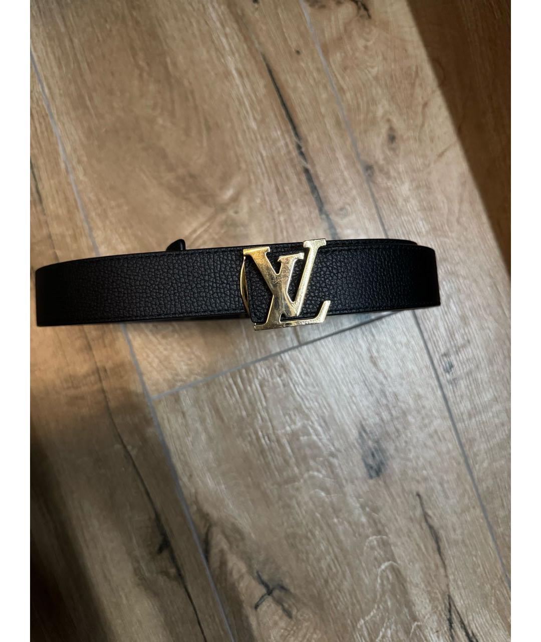 LOUIS VUITTON Черный кожаный ремень, фото 6