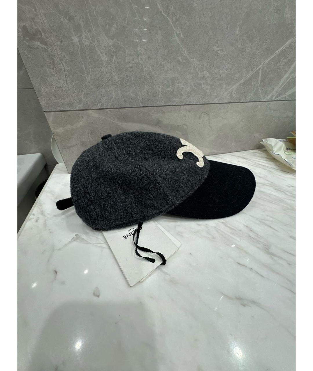 CELINE Серая шерстяная кепка, фото 2