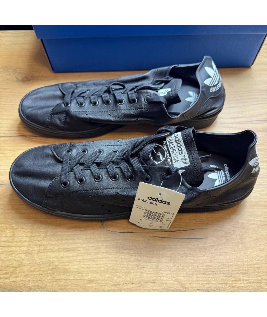 BALENCIAGA Черные кожаные низкие кроссовки / кеды, фото 2