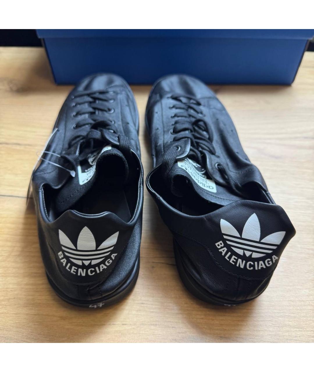 BALENCIAGA Черные кожаные низкие кроссовки / кеды, фото 4