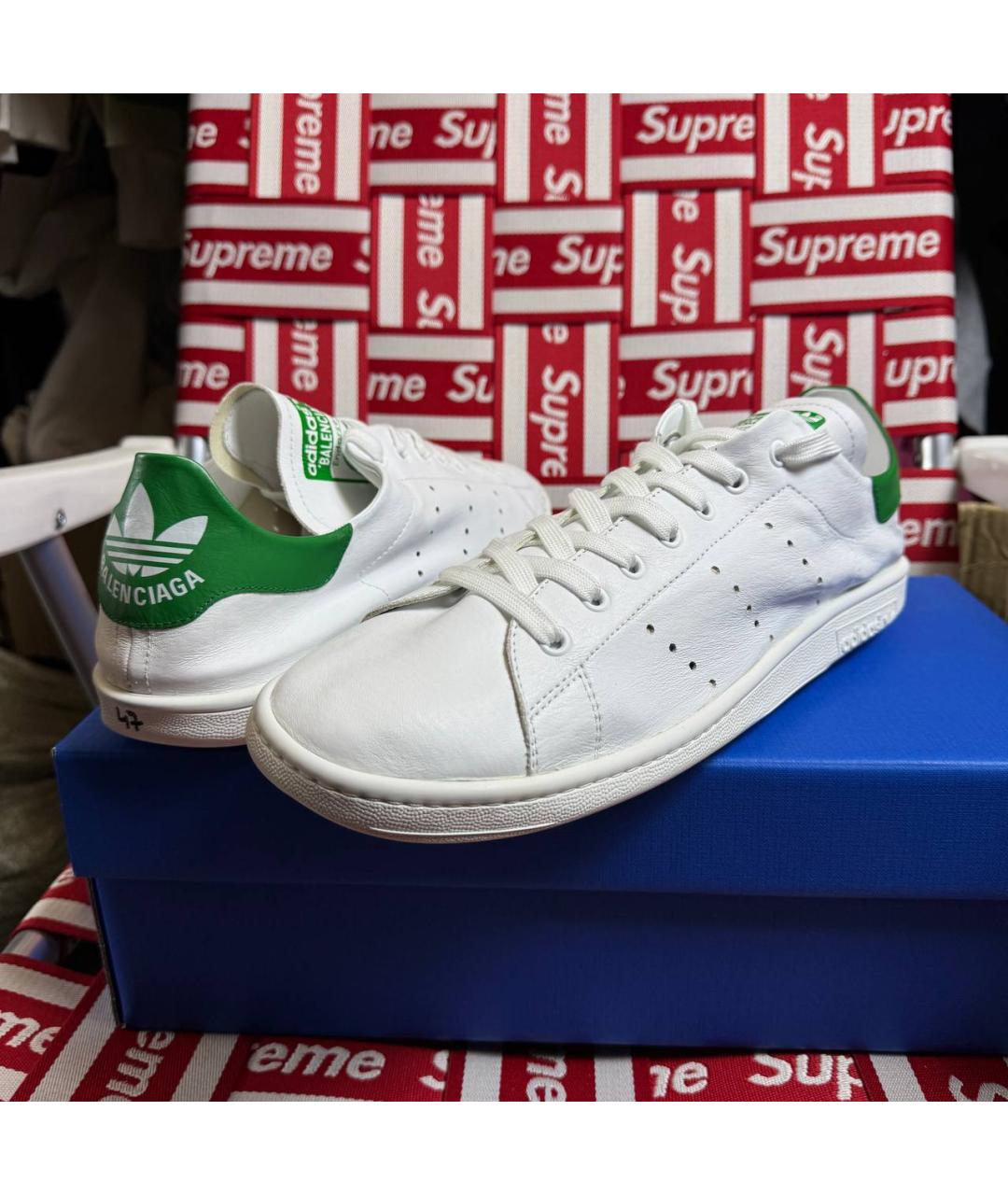 ADIDAS Белые кожаные низкие кроссовки / кеды, фото 2