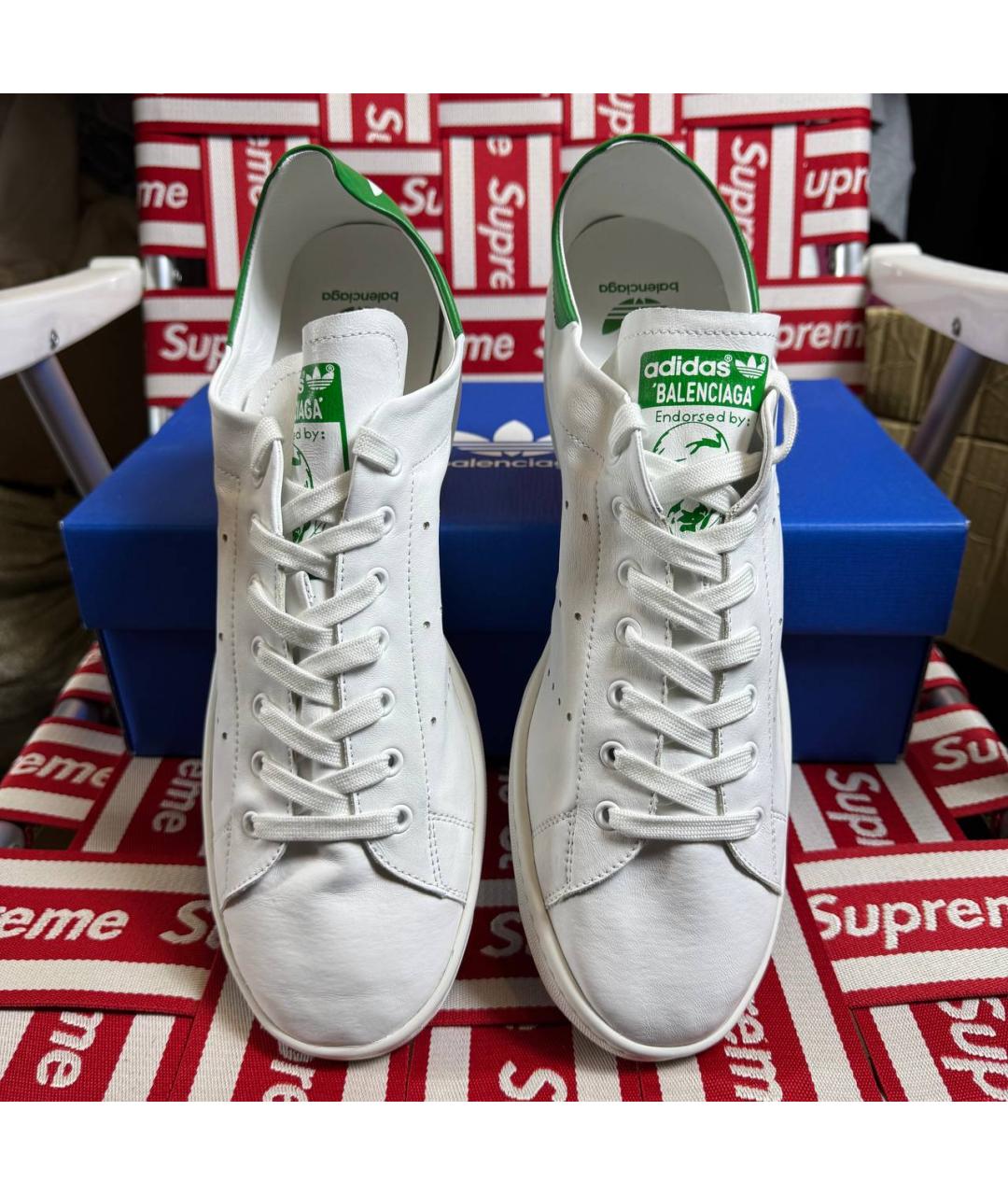 ADIDAS Белые кожаные низкие кроссовки / кеды, фото 3