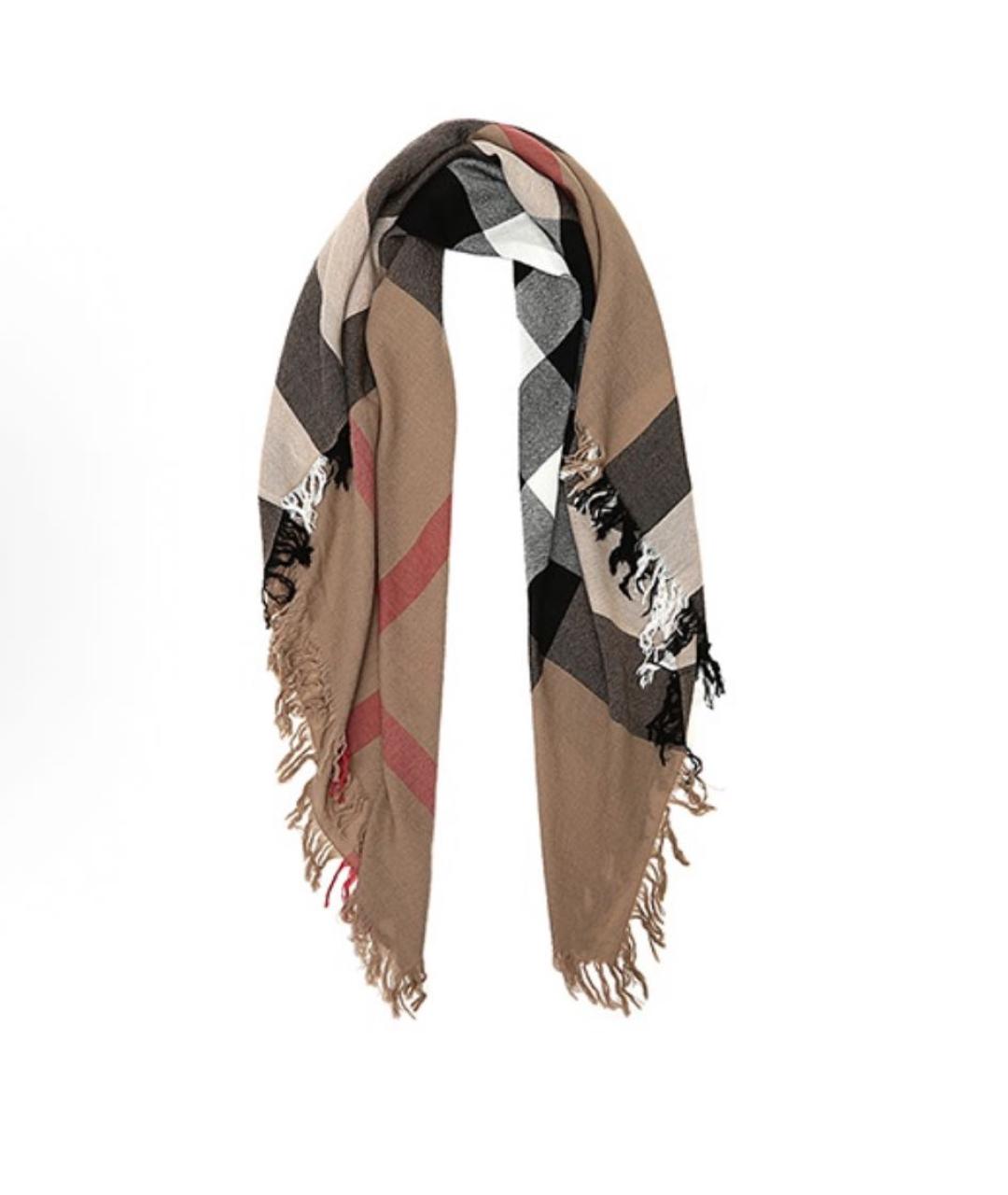 BURBERRY Коричневый шерстяной платок, фото 4