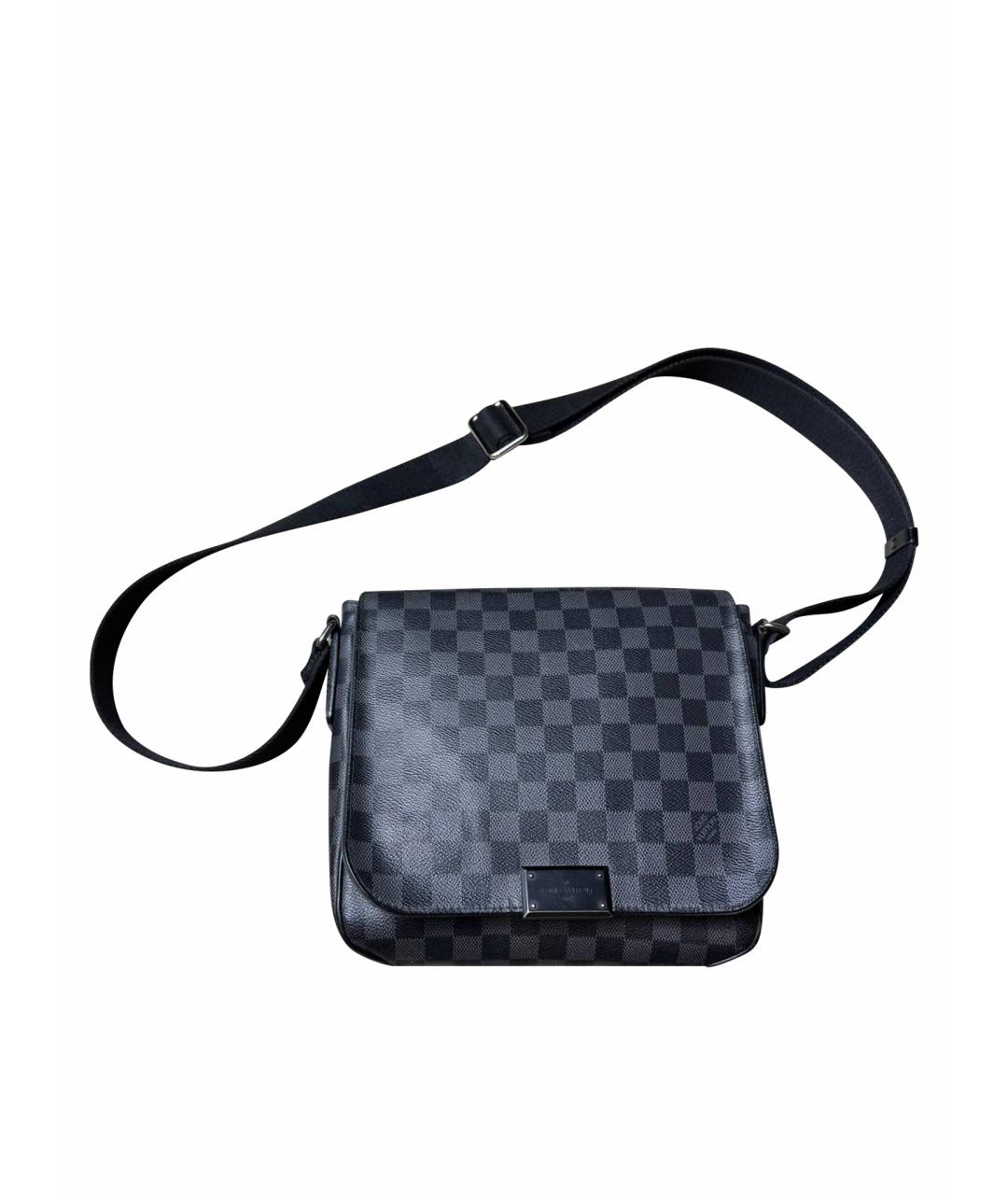 LOUIS VUITTON Черная кожаная сумка на плечо, фото 10