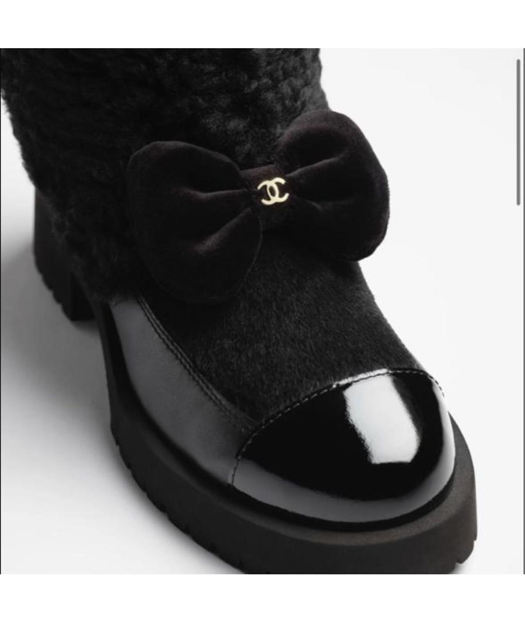 CHANEL Черные текстильные сапоги, фото 4