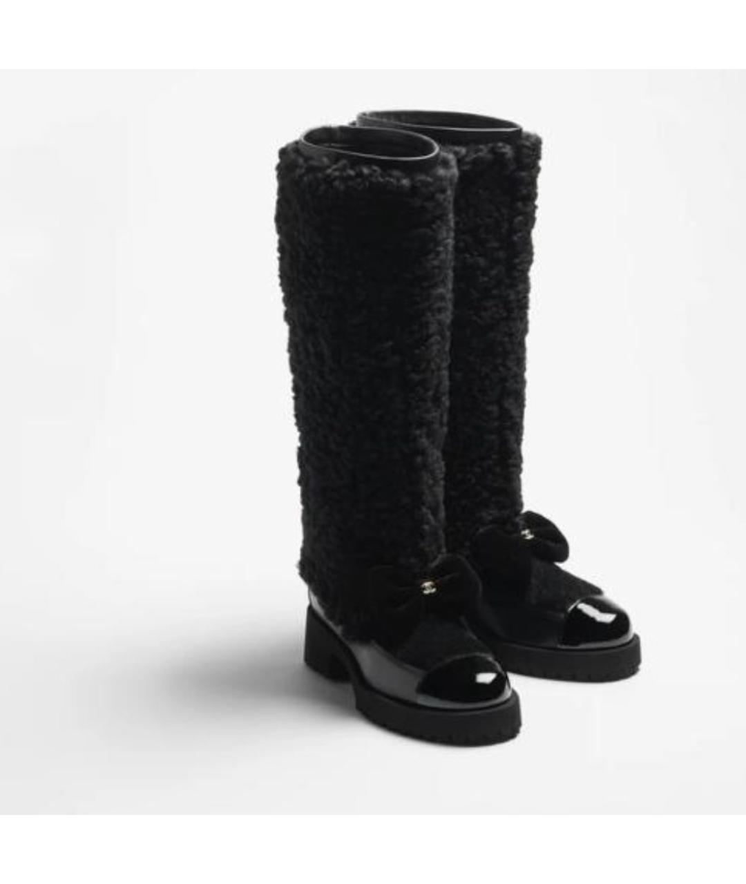 CHANEL Черные текстильные сапоги, фото 2