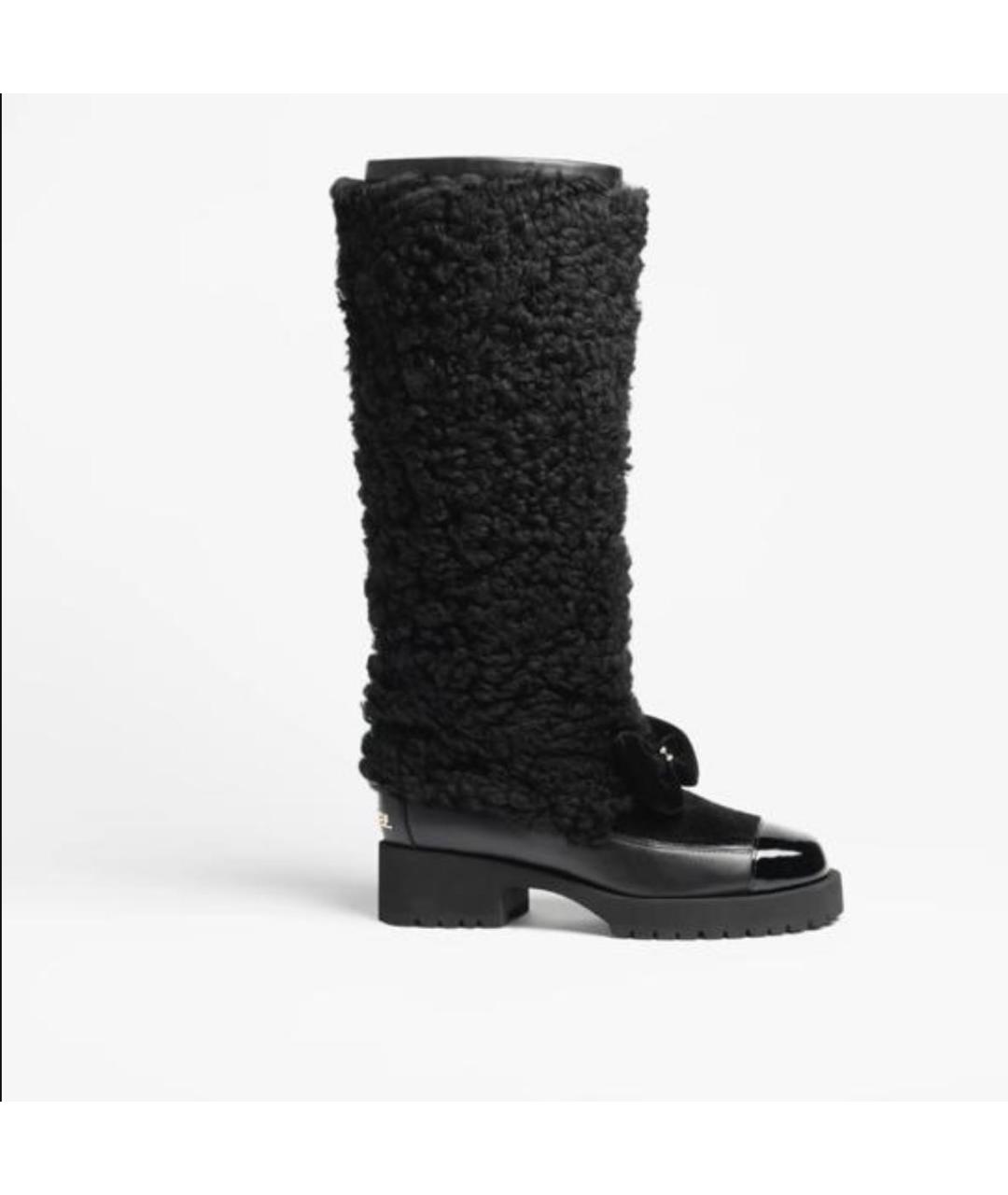 CHANEL Черные текстильные сапоги, фото 5