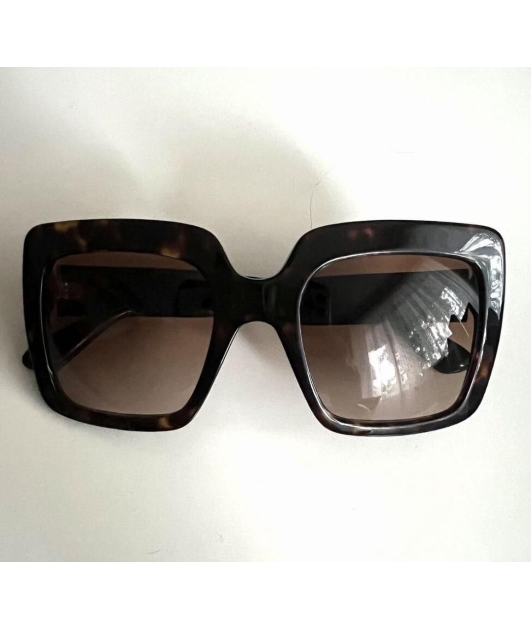 DOLCE&GABBANA Коричневые пластиковые солнцезащитные очки, фото 2