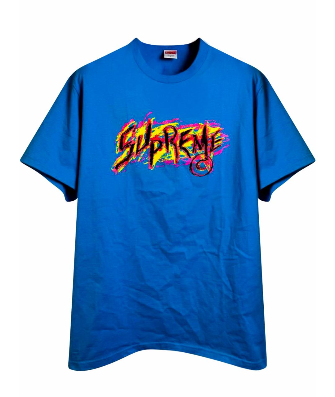 SUPREME Синяя футболка, фото 1
