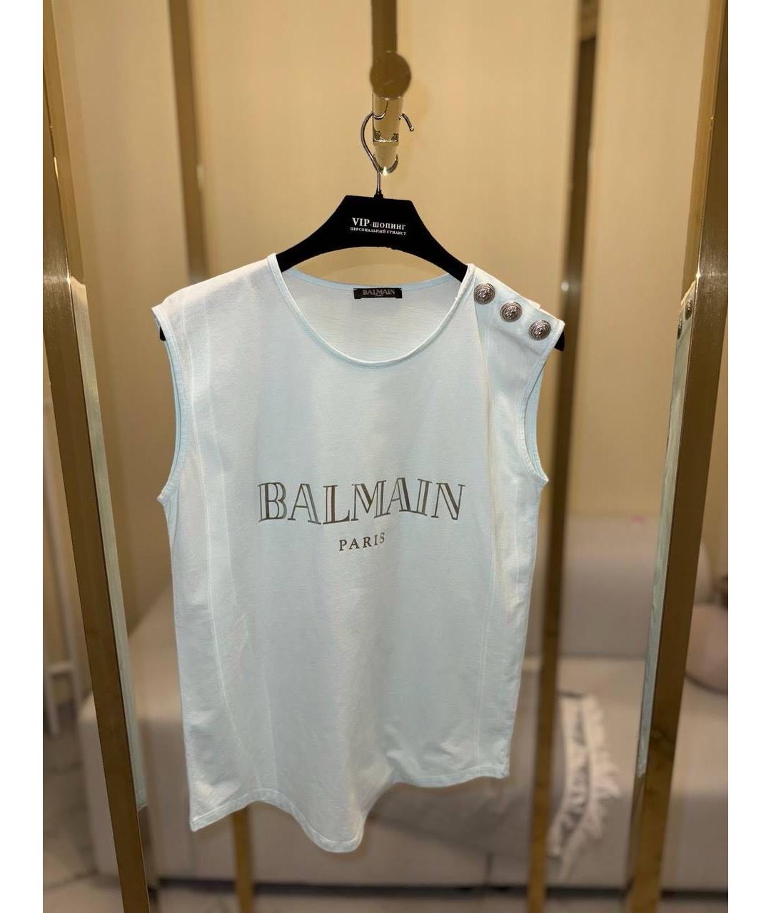 BALMAIN Белая хлопковая футболка, фото 5